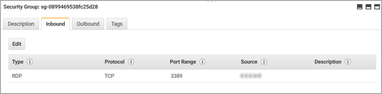 AWS Inbound Security Rule for RDP