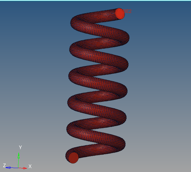 Helisphere Spring Mechancial OS-T: 1540 Compression of Helical Spring using Self-Contact